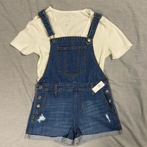 2items NWT Jean Overalls and White t-shirt